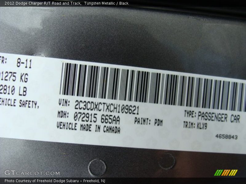 Tungsten Metallic / Black 2012 Dodge Charger R/T Road and Track
