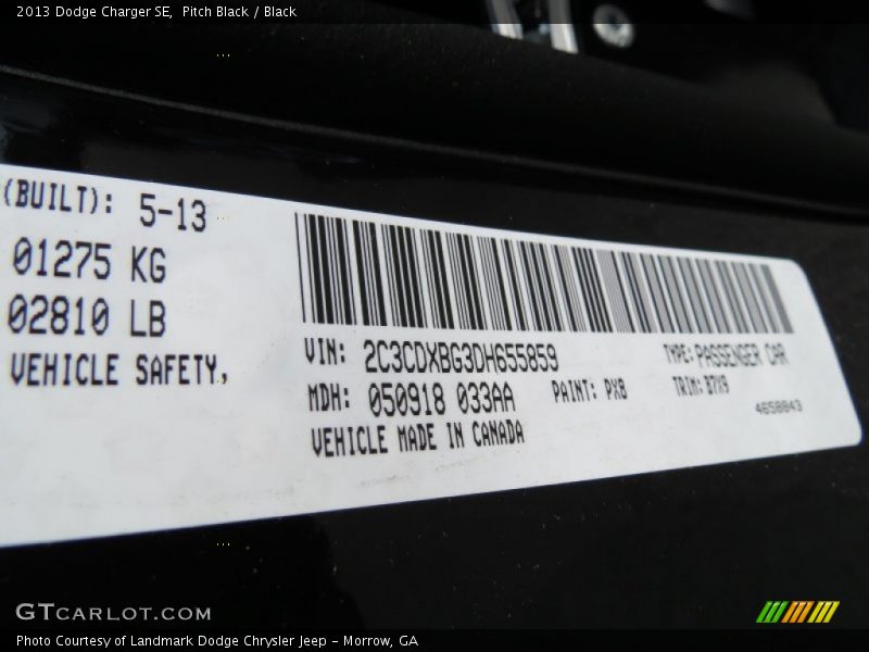 Pitch Black / Black 2013 Dodge Charger SE