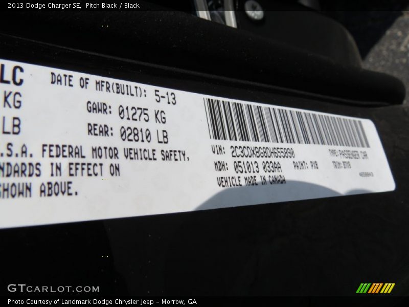 Pitch Black / Black 2013 Dodge Charger SE