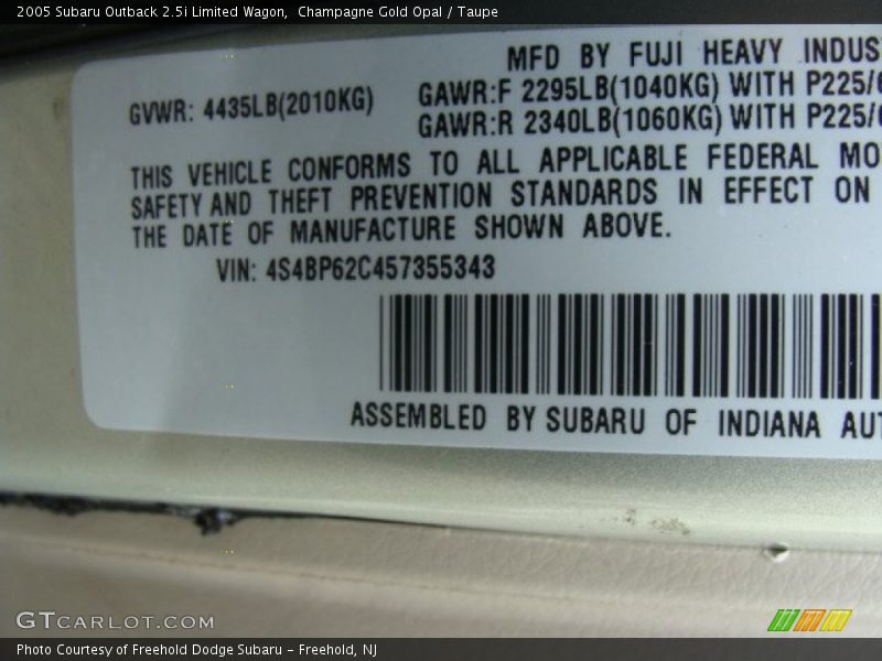Champagne Gold Opal / Taupe 2005 Subaru Outback 2.5i Limited Wagon