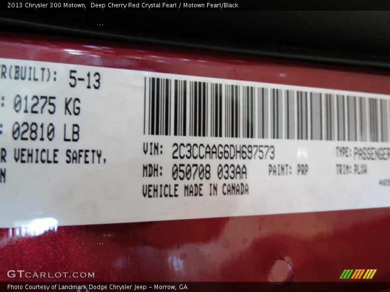 Deep Cherry Red Crystal Pearl / Motown Pearl/Black 2013 Chrysler 300 Motown