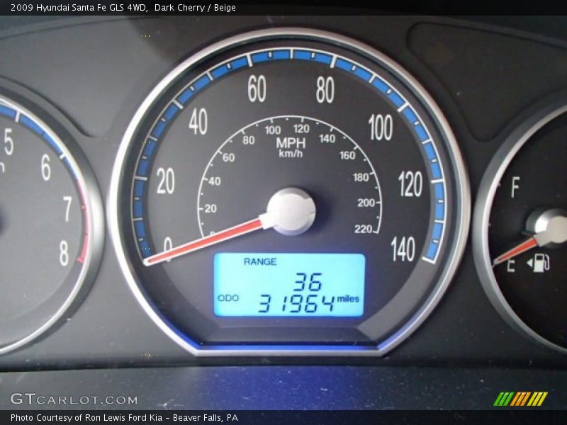 Dark Cherry / Beige 2009 Hyundai Santa Fe GLS 4WD