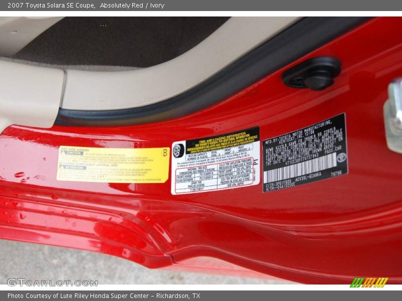 Absolutely Red / Ivory 2007 Toyota Solara SE Coupe