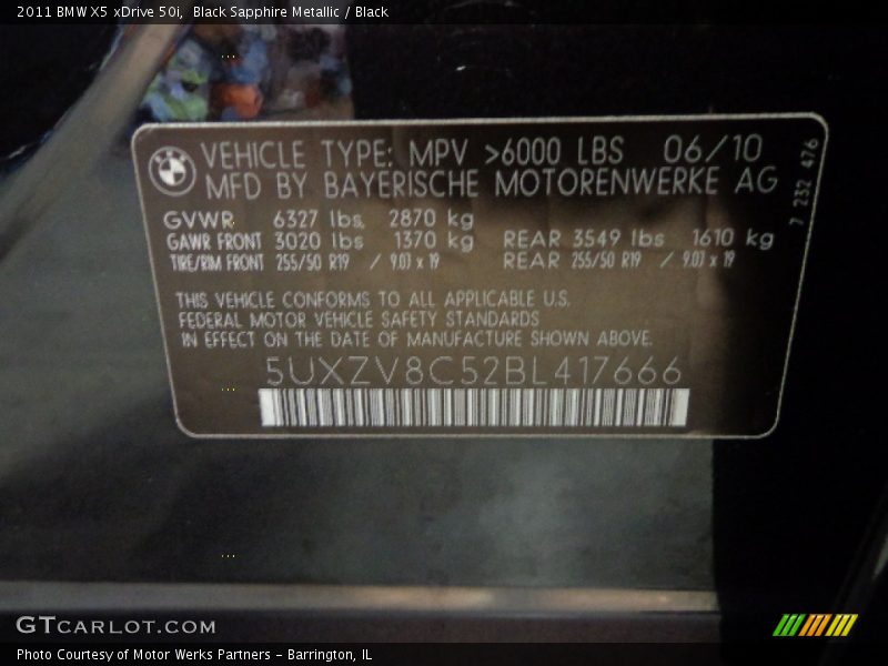 Black Sapphire Metallic / Black 2011 BMW X5 xDrive 50i