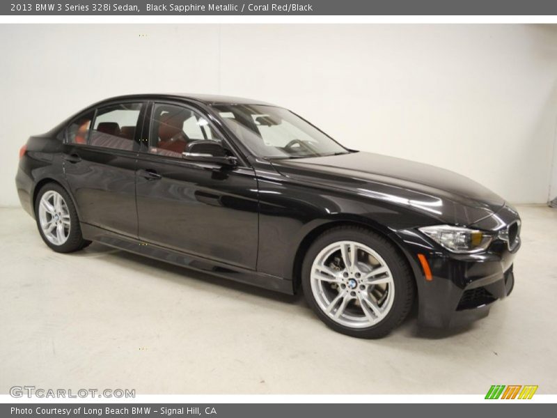 Black Sapphire Metallic / Coral Red/Black 2013 BMW 3 Series 328i Sedan