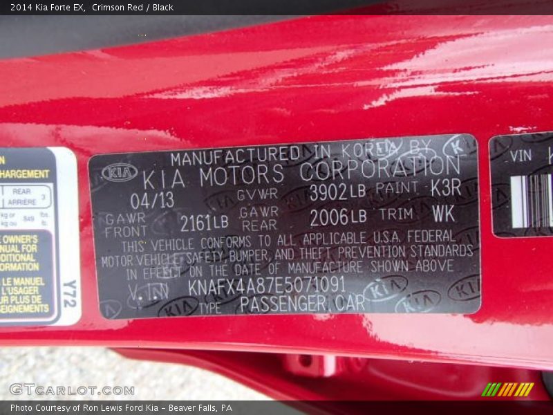 Crimson Red / Black 2014 Kia Forte EX