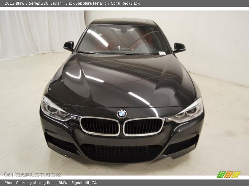 Black Sapphire Metallic / Coral Red/Black 2013 BMW 3 Series 328i Sedan
