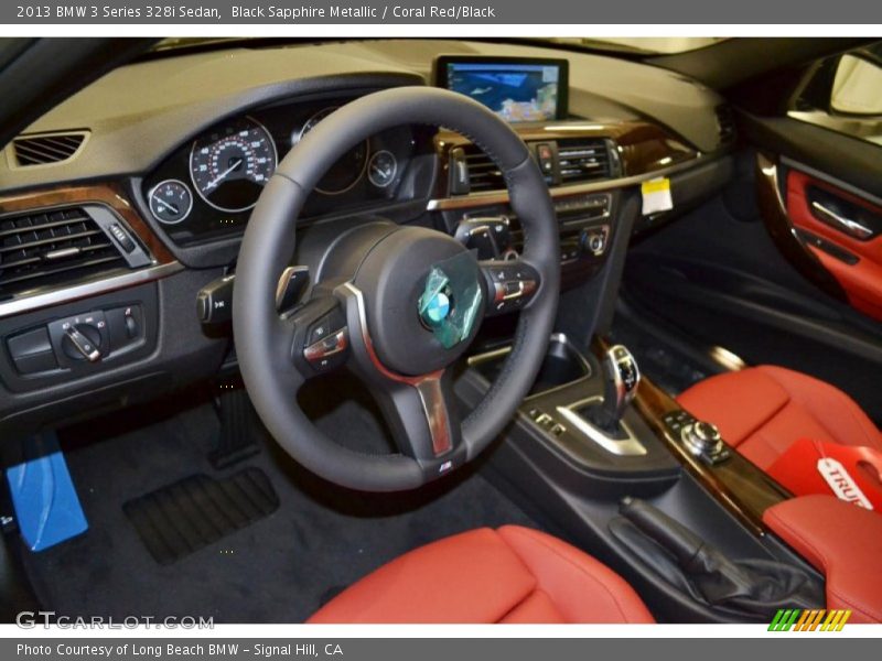 Black Sapphire Metallic / Coral Red/Black 2013 BMW 3 Series 328i Sedan