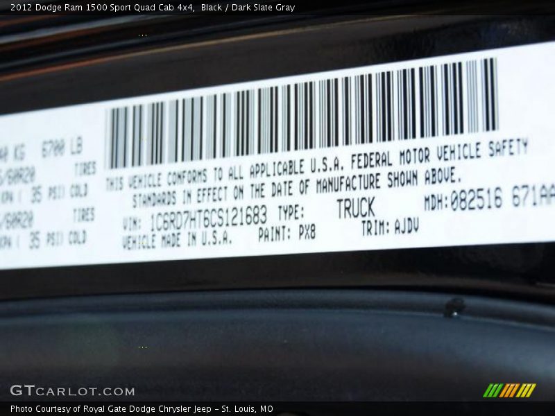 Black / Dark Slate Gray 2012 Dodge Ram 1500 Sport Quad Cab 4x4