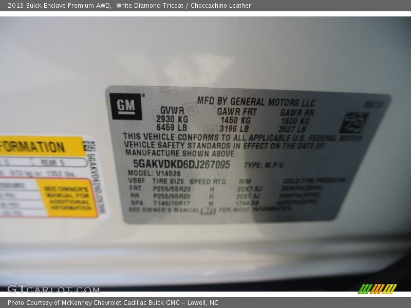 White Diamond Tricoat / Choccachino Leather 2013 Buick Enclave Premium AWD