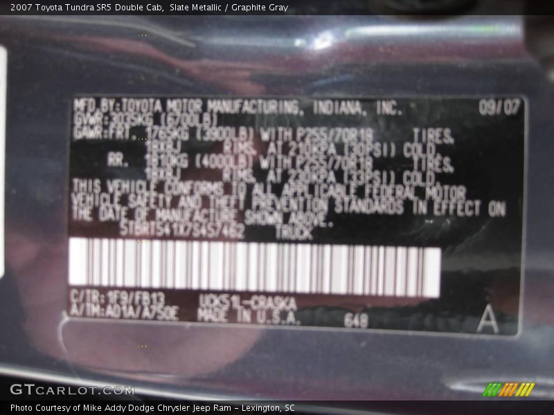 Slate Metallic / Graphite Gray 2007 Toyota Tundra SR5 Double Cab