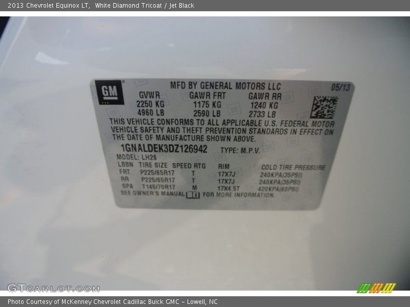 White Diamond Tricoat / Jet Black 2013 Chevrolet Equinox LT