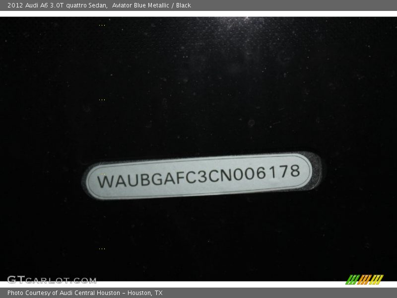 Aviator Blue Metallic / Black 2012 Audi A6 3.0T quattro Sedan