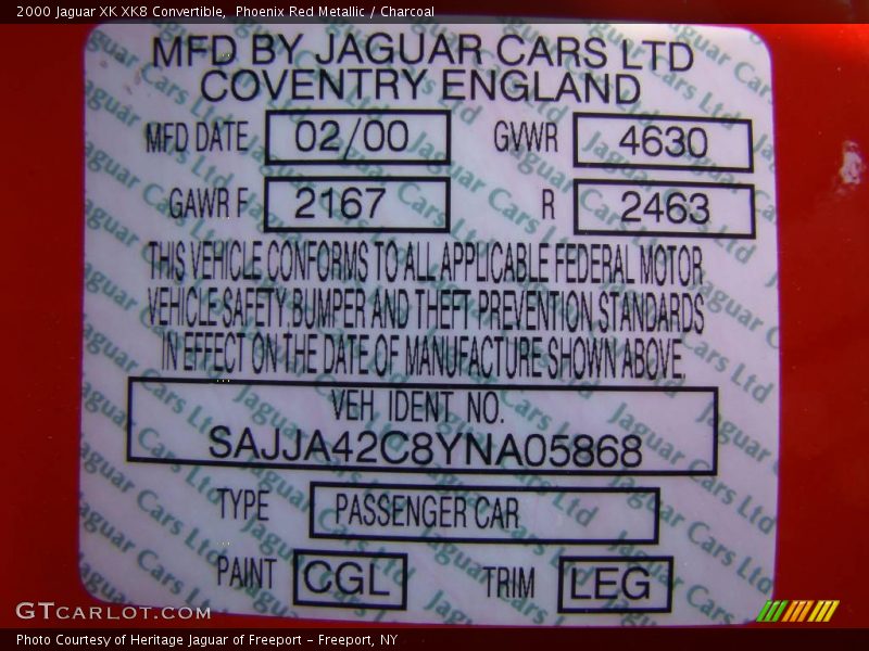 Phoenix Red Metallic / Charcoal 2000 Jaguar XK XK8 Convertible
