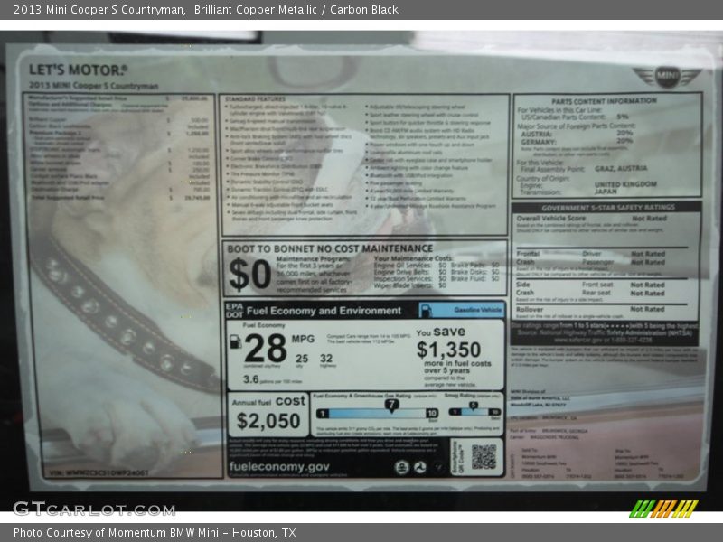 Brilliant Copper Metallic / Carbon Black 2013 Mini Cooper S Countryman