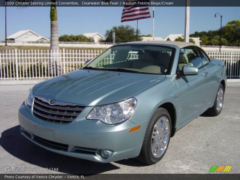 Clearwater Blue Pearl / Medium Pebble Beige/Cream 2009 Chrysler Sebring Limited Convertible