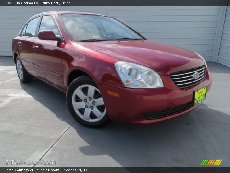 Ruby Red / Beige 2007 Kia Optima LX
