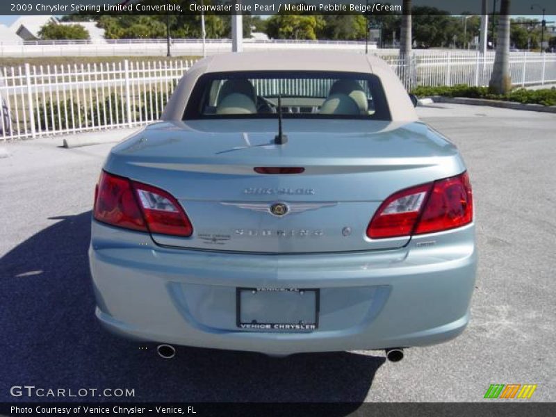 Clearwater Blue Pearl / Medium Pebble Beige/Cream 2009 Chrysler Sebring Limited Convertible