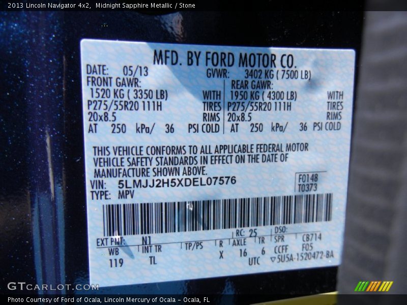 Midnight Sapphire Metallic / Stone 2013 Lincoln Navigator 4x2
