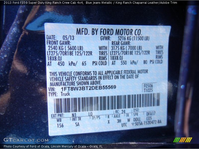 Blue Jeans Metallic / King Ranch Chaparral Leather/Adobe Trim 2013 Ford F350 Super Duty King Ranch Crew Cab 4x4