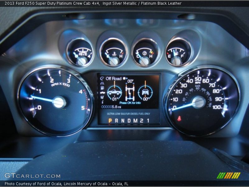 Ingot Silver Metallic / Platinum Black Leather 2013 Ford F250 Super Duty Platinum Crew Cab 4x4