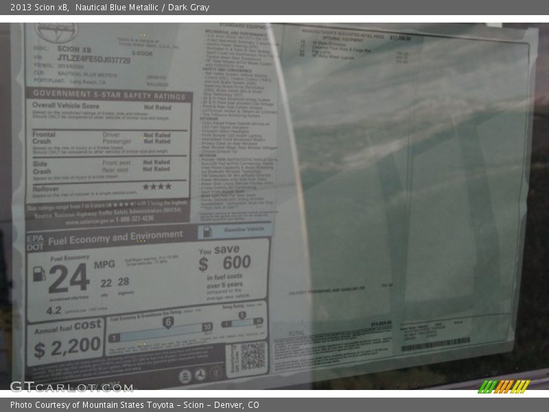 Nautical Blue Metallic / Dark Gray 2013 Scion xB