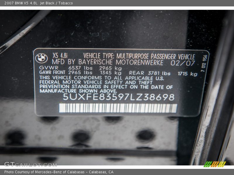 Jet Black / Tobacco 2007 BMW X5 4.8i