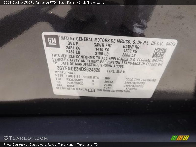 Black Raven / Shale/Brownstone 2013 Cadillac SRX Performance FWD