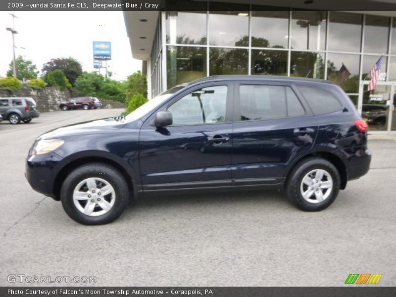 Deepwater Blue / Gray 2009 Hyundai Santa Fe GLS