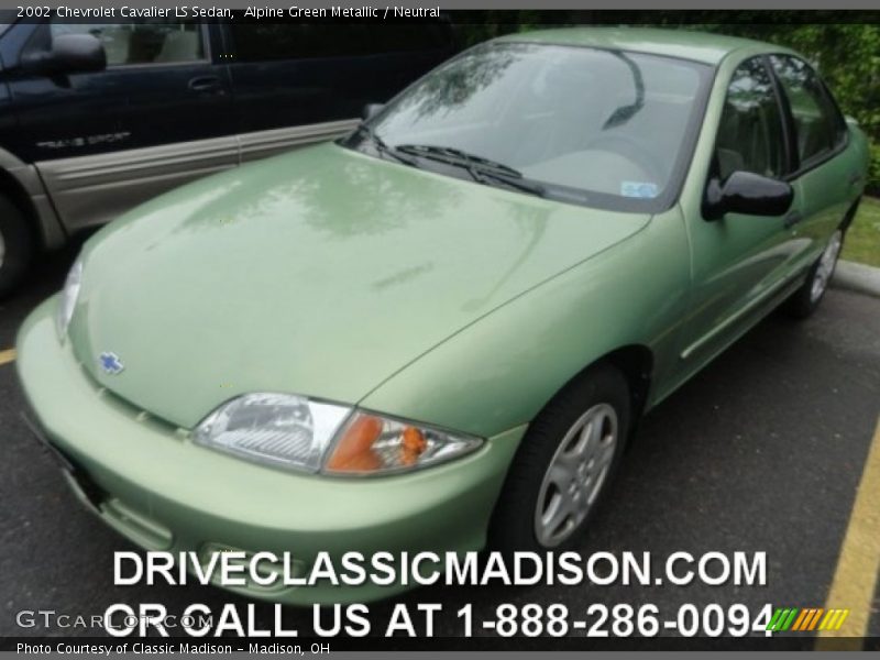 Alpine Green Metallic / Neutral 2002 Chevrolet Cavalier LS Sedan