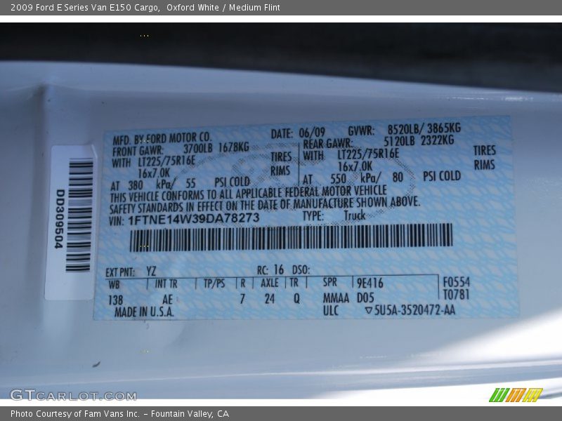 Oxford White / Medium Flint 2009 Ford E Series Van E150 Cargo