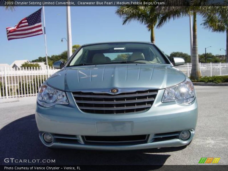 Clearwater Blue Pearl / Medium Pebble Beige/Cream 2009 Chrysler Sebring Limited Convertible