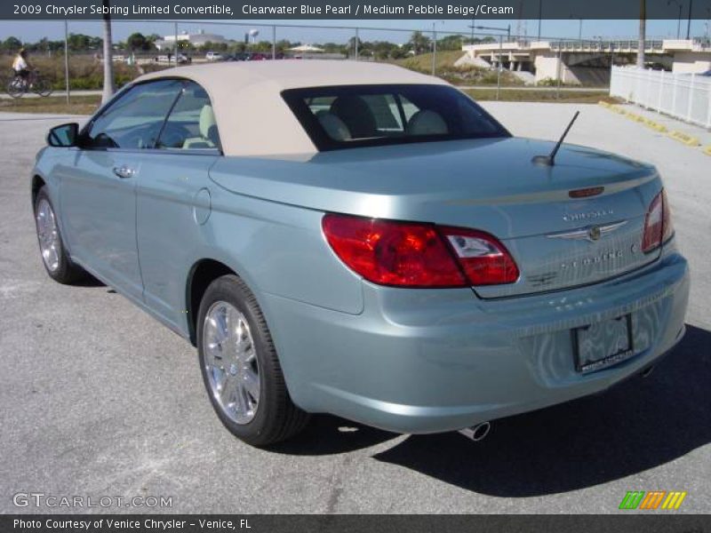 Clearwater Blue Pearl / Medium Pebble Beige/Cream 2009 Chrysler Sebring Limited Convertible