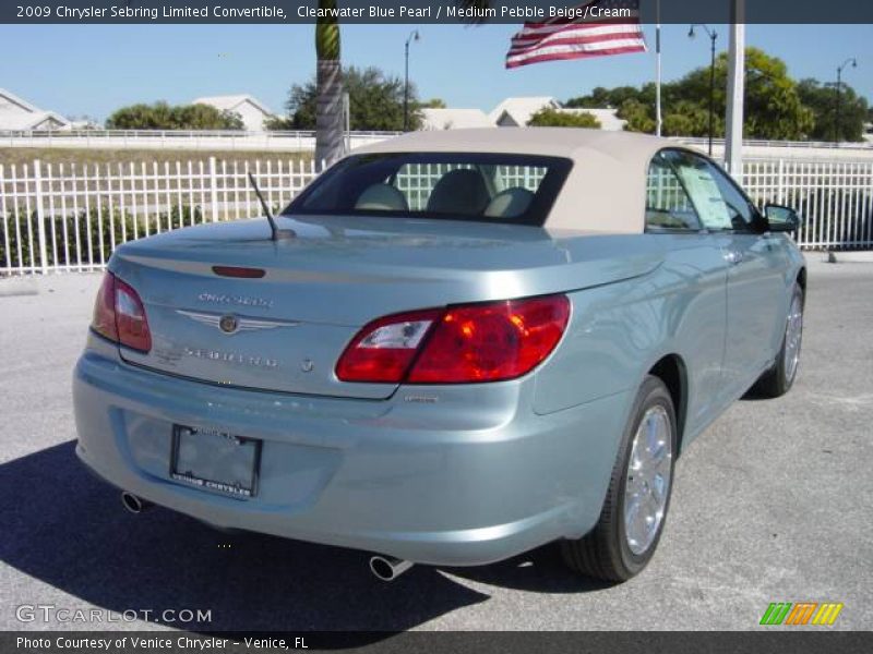 Clearwater Blue Pearl / Medium Pebble Beige/Cream 2009 Chrysler Sebring Limited Convertible