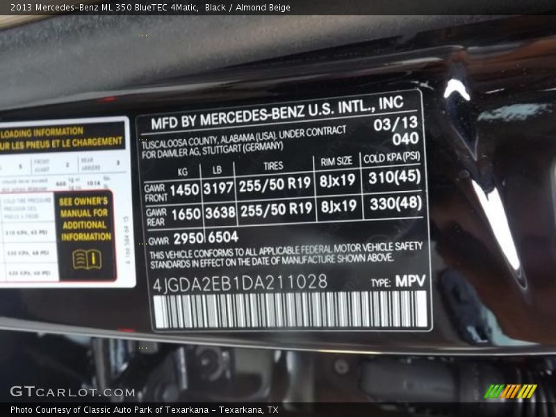 Black / Almond Beige 2013 Mercedes-Benz ML 350 BlueTEC 4Matic