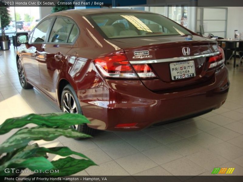 Crimson Red Pearl / Beige 2013 Honda Civic EX Sedan