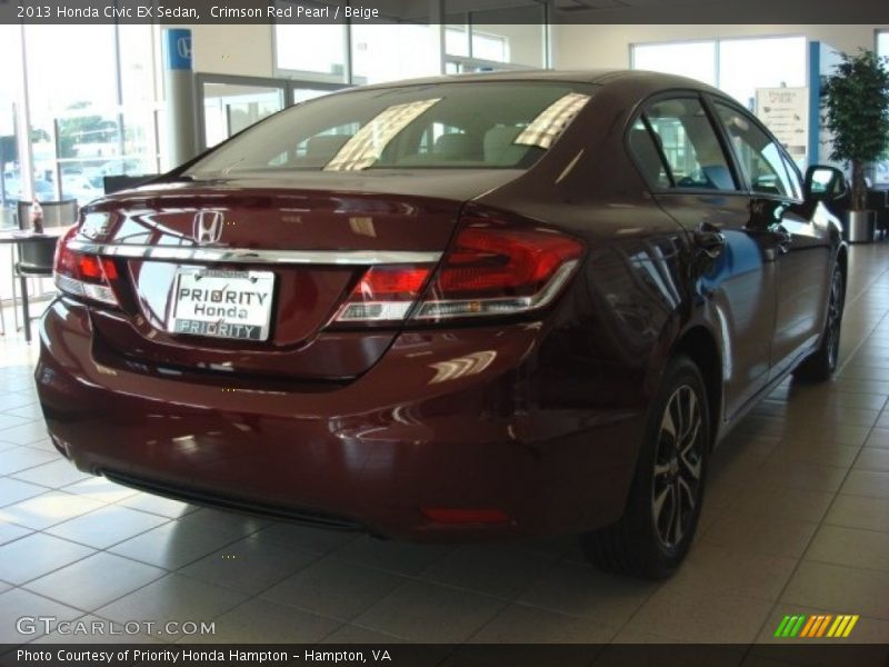 Crimson Red Pearl / Beige 2013 Honda Civic EX Sedan