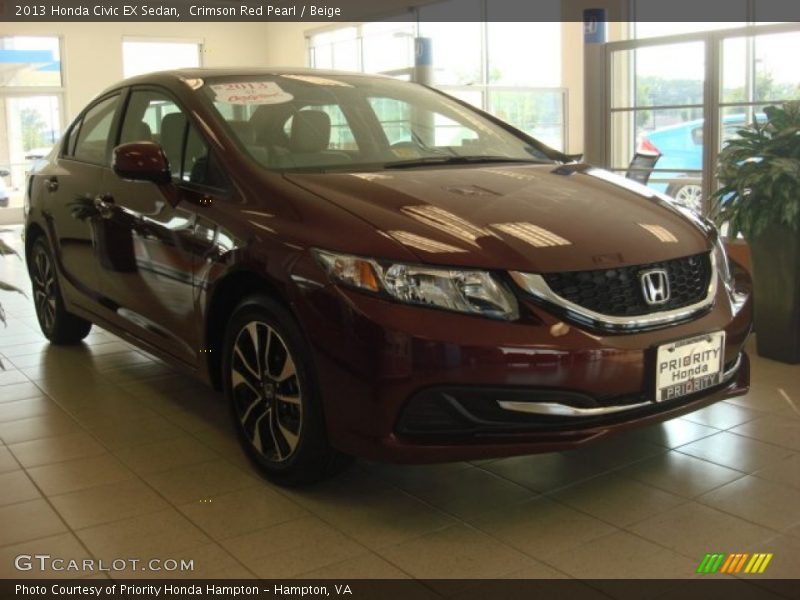 Crimson Red Pearl / Beige 2013 Honda Civic EX Sedan