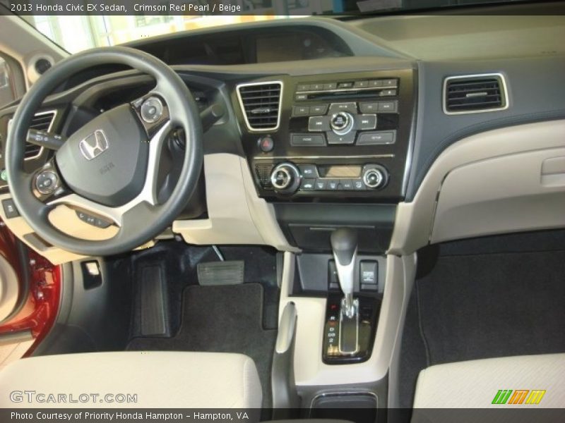 Crimson Red Pearl / Beige 2013 Honda Civic EX Sedan