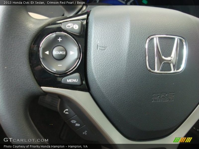 Crimson Red Pearl / Beige 2013 Honda Civic EX Sedan