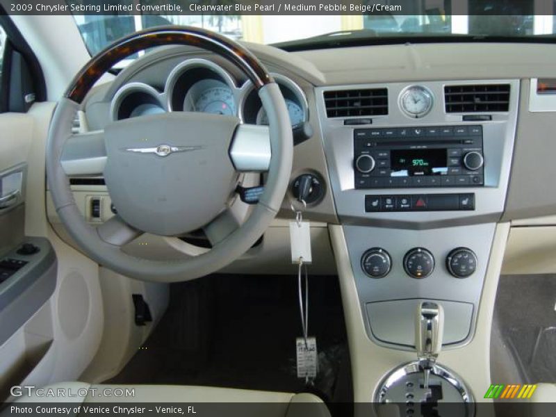 Clearwater Blue Pearl / Medium Pebble Beige/Cream 2009 Chrysler Sebring Limited Convertible