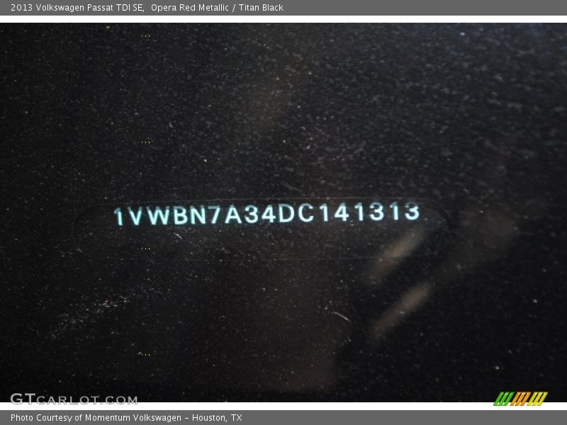 Opera Red Metallic / Titan Black 2013 Volkswagen Passat TDI SE