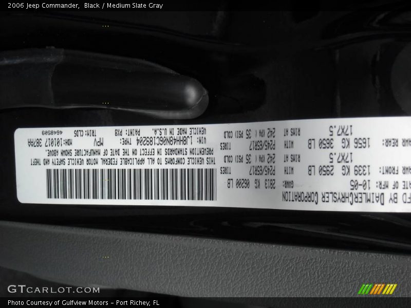 Black / Medium Slate Gray 2006 Jeep Commander