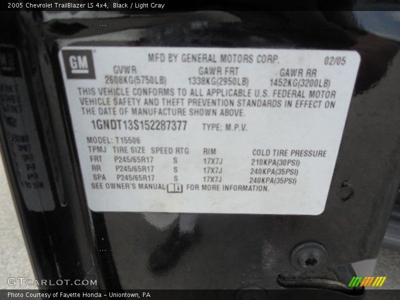 Black / Light Gray 2005 Chevrolet TrailBlazer LS 4x4