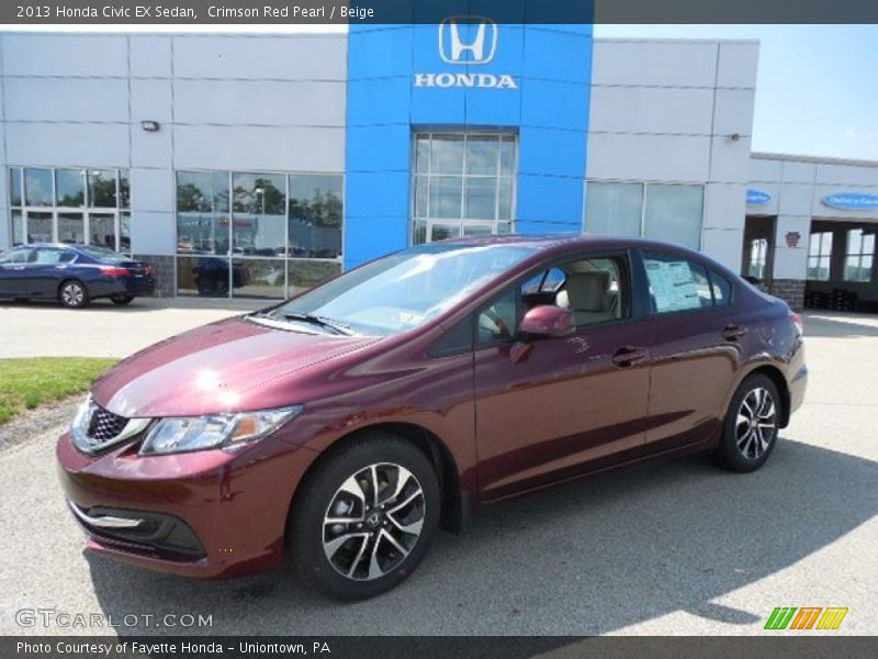 Crimson Red Pearl / Beige 2013 Honda Civic EX Sedan