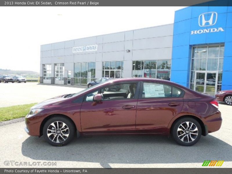 Crimson Red Pearl / Beige 2013 Honda Civic EX Sedan