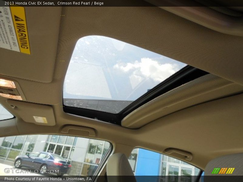 Crimson Red Pearl / Beige 2013 Honda Civic EX Sedan