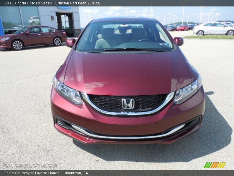 Crimson Red Pearl / Beige 2013 Honda Civic EX Sedan