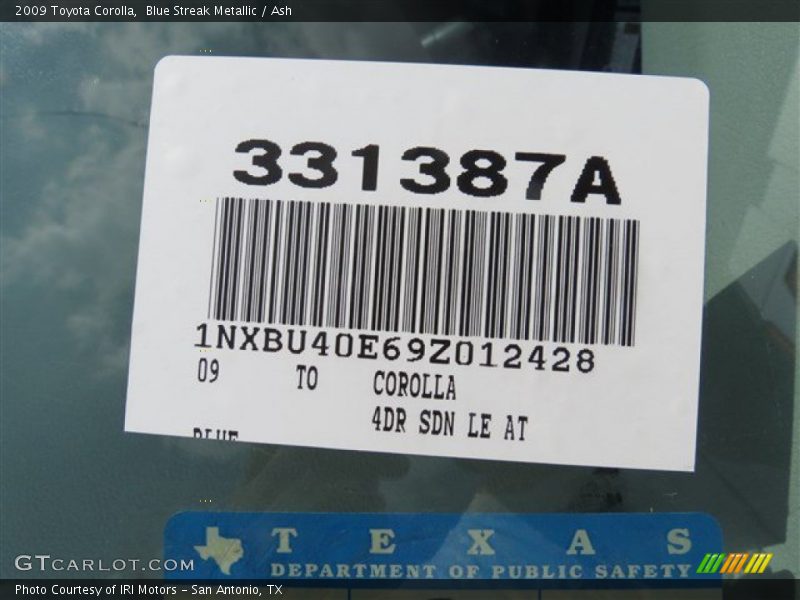 Blue Streak Metallic / Ash 2009 Toyota Corolla