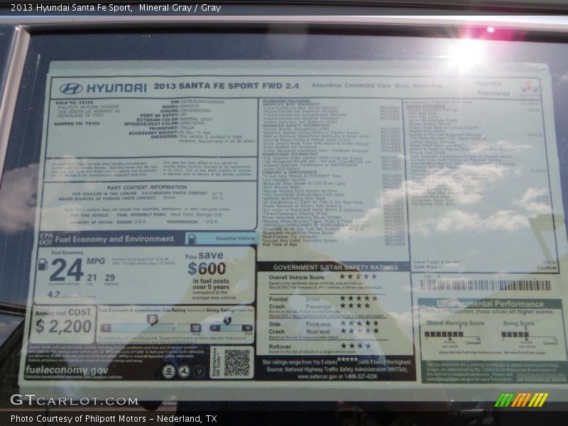 Mineral Gray / Gray 2013 Hyundai Santa Fe Sport